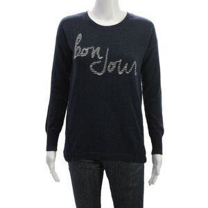 Moon & Meadow Womens Pullover Cashmere Crew Neck Blue Sweater Size XS